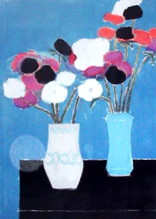 ベルナール・カトランの絵画作品　タイトルは、アネモネの2つの花束